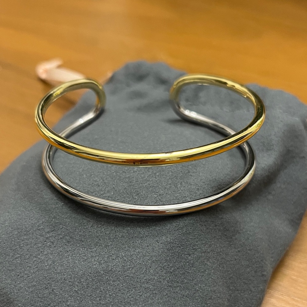 Chic Two-Tone Gold and Silver Cuff Bracelet